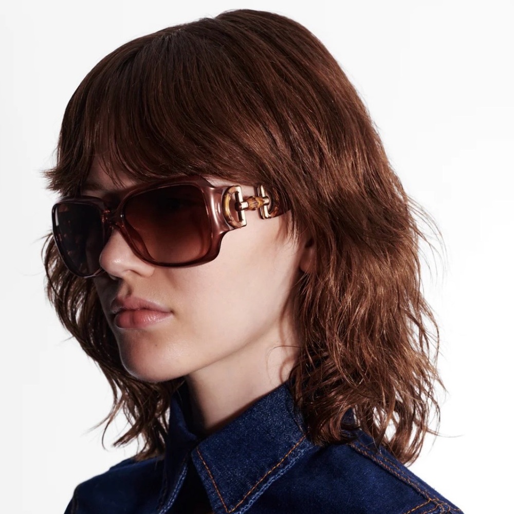 Vintage Gucci Bamboo Horse-Bit Sunglasses with Red Valentino Leather Case